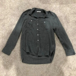 Eliot Grey textured button front long sleeve Size Small